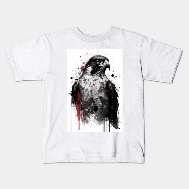 Peregrine Falcon Portrait Kids T-Shirt by TortillaChief